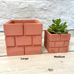 Large Mario Brick Concrete Planter – Game-Inspired Succulent Pot, Geometric Decor, Handmade Gift for Home, Office, or Wedding