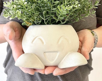 大根アニメクリーチャープランター：コンクリート製多肉植物鉢 - 屋内/屋外装飾