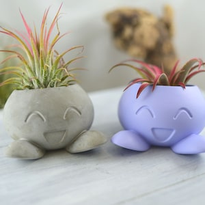 Radish Spirit Planter – Medium Concrete Pot, Anime-Inspired Succulent Holder, Cute Indoor Decor for Home & Office