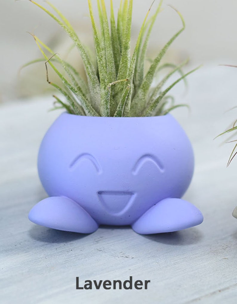 Succulent Planter, Small Radish Anime Creature, Concrete Planter, Office Décor, Home Décor, Cute Concrete Planter, Indoor Planter Lavender