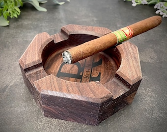 Cigar Holder, Cigar Ashtray, Unique Ashtray, Custom Walnut Ashtray, Cigar Accessories, Husband & Fathers Gift, Groomsman Gift, Man Cave