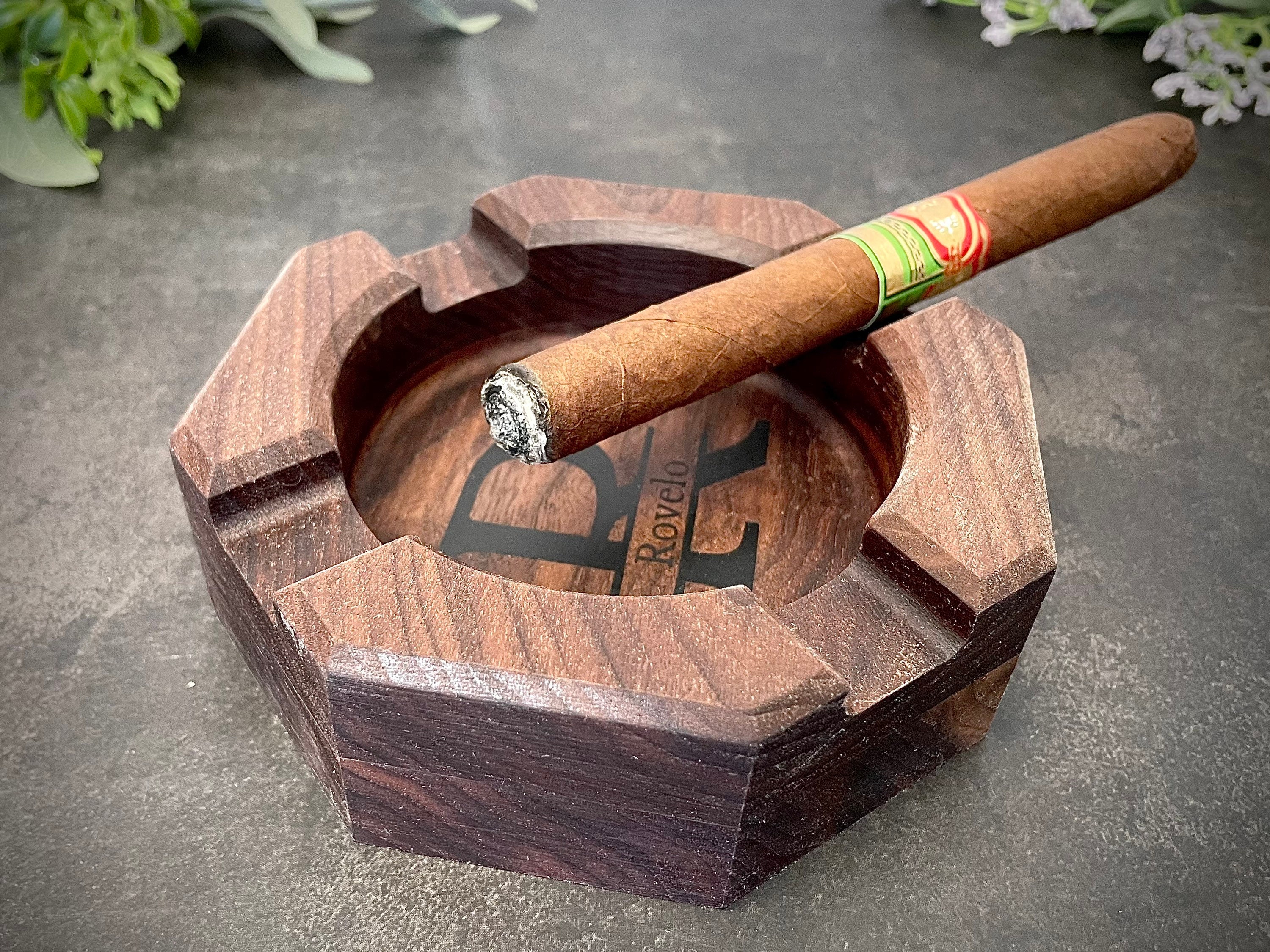 Dark Walnut Wood Cigar Accessories Organizer