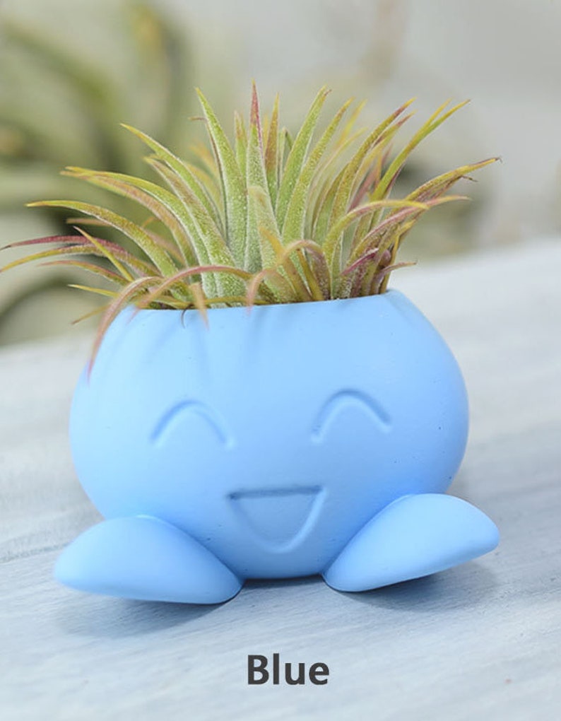 Succulent Planter, Small Radish Anime Creature, Concrete Planter, Office Décor, Home Décor, Cute Concrete Planter, Indoor Planter Baby Blue