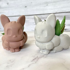 Mini EV Concrete Planter – Pokémon-Inspired Succulent Pot, Cute air plant Planter, Handmade Home & Office Decor