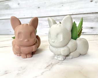Handmade Mini Concrete Planter – Pokémon-Inspired Eevee Succulent Pot