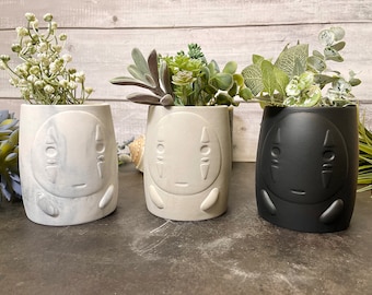 Planter, Plant Pot, Anime face Concrete Planter, Desk Organizer, Candle Holder, Pencil Holder, Office Desk Organizer, Utensil Holder