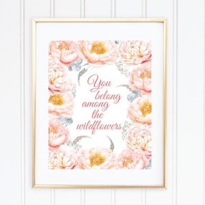 Nursery Wall Art, You Belong Among The Wildflowers, Nursery Art, Baby Gift, Print Quote, Nursery Decor, Baby Girl Gift, Wall Art