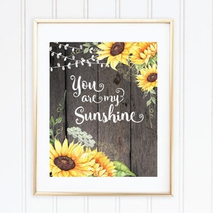You Are My Sunshine, Nursery Wall Art, Sunflowers, Printable Art, Baby Girl Nursery Decor, Baby Girl Shower Gift, Gift For Mom, Baby Shower