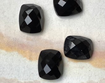 RoseCut Gemstones Black Onyx Cabochon 17x20mm To 13x13mm Flat Cabochons Fancy Cut Cabochons Black Onyx Ring 10 Pieces