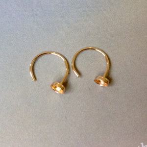 One Pair 14K Gold Filled Huggie Earring Blanks, Bezel Earring Blanks, 3mm, 4mm, Huggie Blanks, Gold Filled Studs  Blanks
