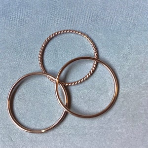 Rose Gold Stacking Ring, Rose 14K Gold Filled Stacking Rings, Minimalistic, Skinny Gold Stackable Rings, Full and Half sizes, 1.1mm band