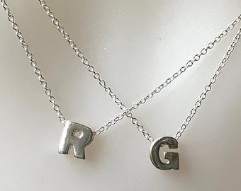 Sterling Silver Alphabet Beads, 8mm, Initial Beads, Letter Bead, 8mm Letter Bead, Slide Through Letter Beads, Jewelry Making Supply