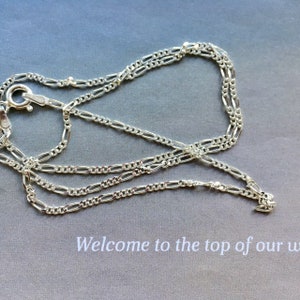 Figaro Sterling Silver Necklace, 16 inches, 18 inches, 1.7 mm thickness Sterling Silver Chain Necklace