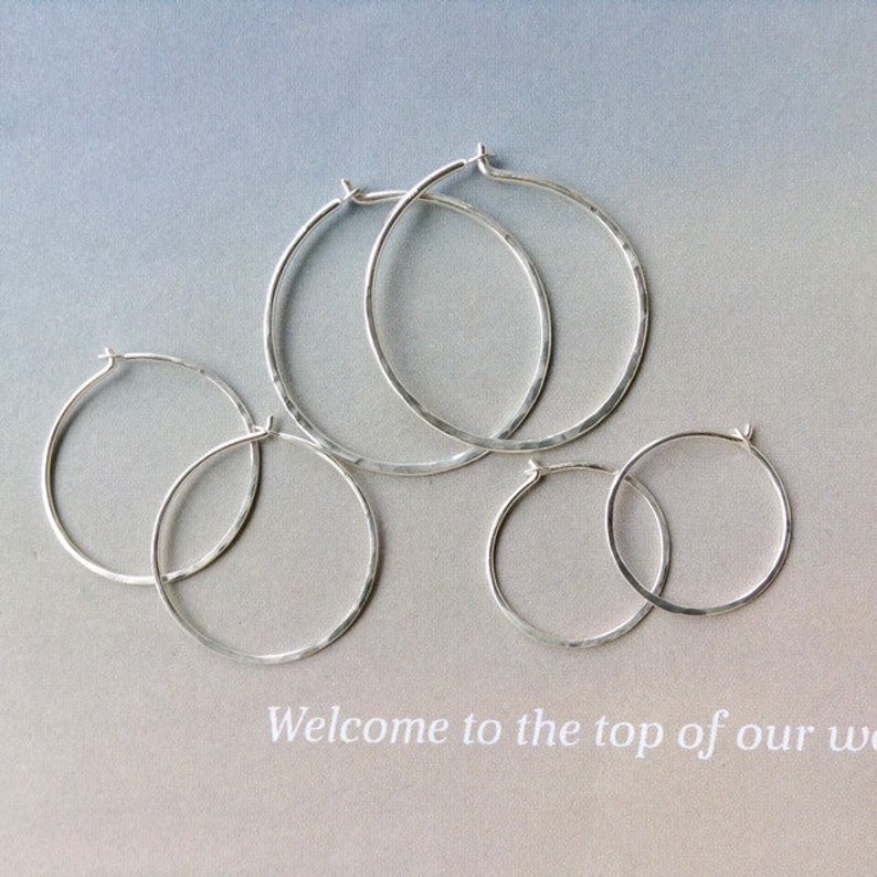 Thin Sterling Silver Hoop Earring in 3 Sizes One Inch Hoops Etsy Canada