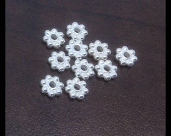 10 Sterling Silver 4mm Daisy Spacer- Jewelry making supply, DIY, attach a charm, 925 sterling silver supply, silver spacer