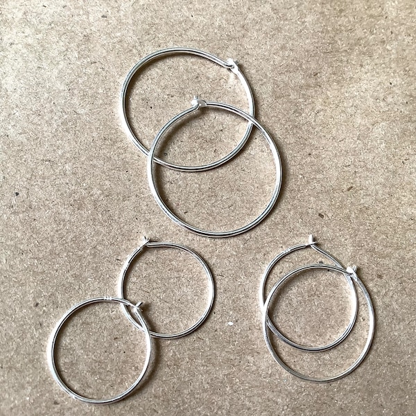 Thin Sterling Silver Hoop Earring in 3 Sizes, One Inch Hoops, 3/4 Inch Hoops, 1/2 Inch Hoops,Silver Hoop Earrings