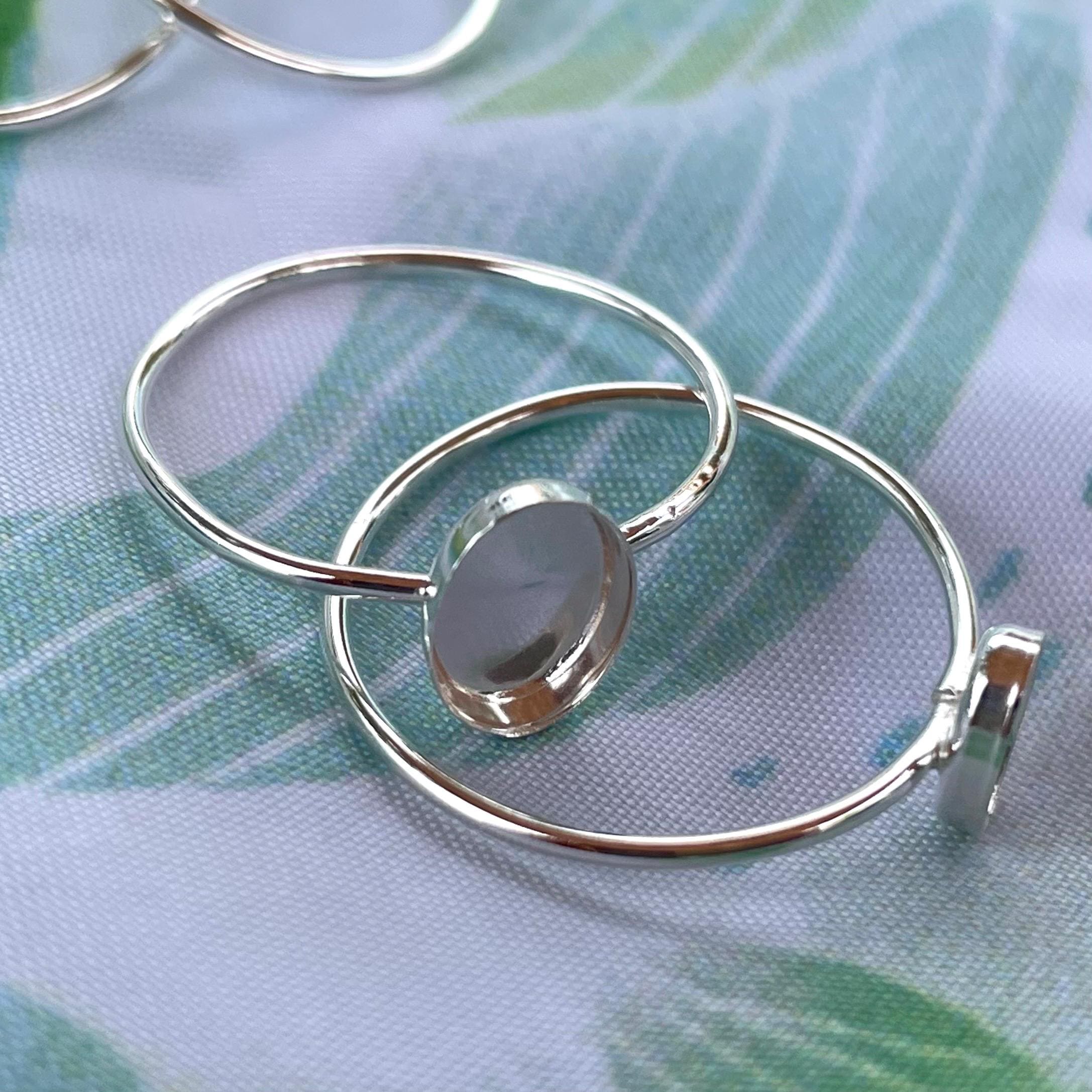 Wire Bezel Rings Oval Bezel Cup Sterling Silver Ring Blanks, Round Wire Ring Shank in 18 ...