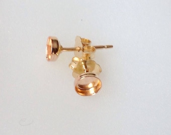 Gold Filled Round Bezel Cup Stud Earring Blanks, 3mm, 4mm, 5mm, 6mm, 8mm, 10mm, Yellow Gold Filled Stud Earring Blanks, Jewelry Making