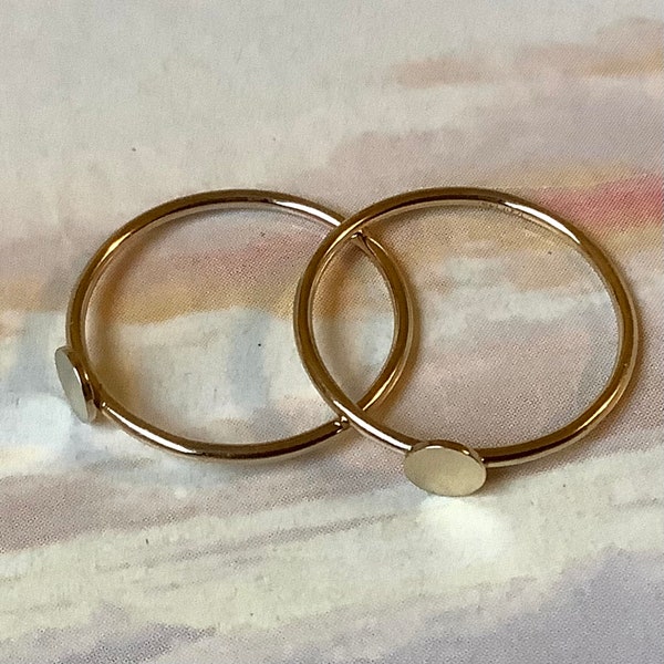 Gold Filled Ring with 4mm disk. Stacking Ring, Gold Filled Ring blanks, Glue-On 14K Gold Filled Ring Blanks, Gemstone Nugget Rings