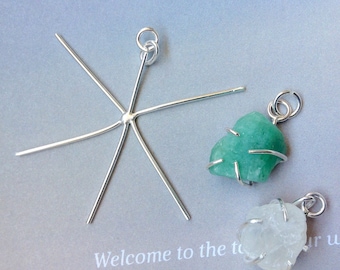 Handmade Pendant Blanks, 5 Prongs Pendant Setting for Nuggets,20 Gauge, 18 Gauge,Sterling silver Prong Pendant setting, Claw Pendant Blanks