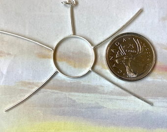 Handmade 5 Prongs Pendant Blanks in 18 Gauge, Gold Filled,  Sterling Silver. 3 inches Settings for Nuggets and Coins. Gold Pendant blanks
