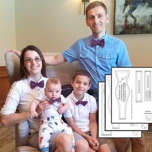 Bow tie patterns PDF, Matching family set, Mens bow tie pattern, Digital pdf pattern, Pattern bow tie