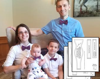 Bow tie patterns PDF, Matching family set, Mens bow tie pattern, Digital pdf pattern, Pattern bow tie