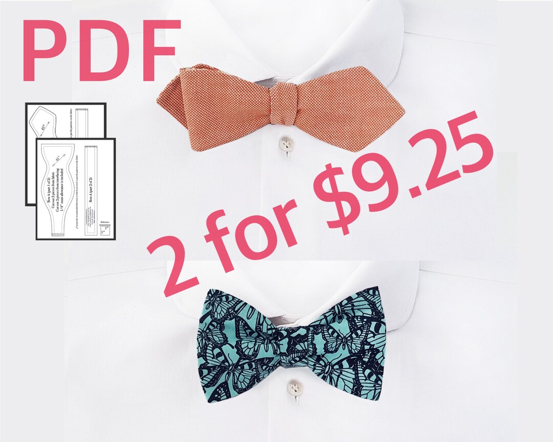 Bow Tie Pattern Pdf Self Tie Bow Tie Sewing Patterns Diamond Etsy