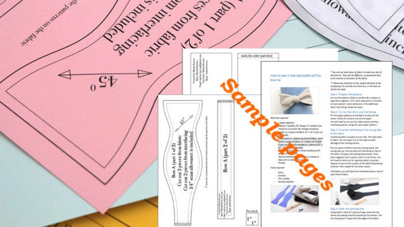 Bow tie Pdf sewing patterns Bowtie patterns with tutorial for freestyle adjustable self tie bow ties pdf Bowtie printable patterns for men image 9