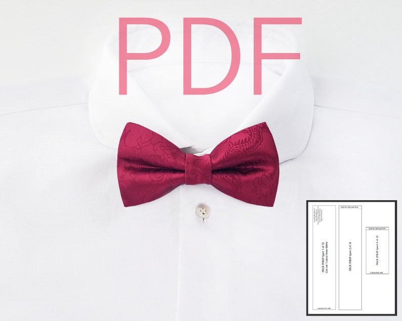 Pdf pre-tied bow tie digital sewing pattern and tutorial Bow tie how to Mens Wedding/Tuxedo/Classic bowtie pdf tutorial Pattern for bow tie image 1