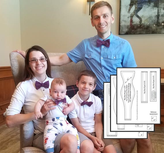 Bow tie patterns PDF, Matching family set, Mens bow tie pattern, Digital pdf pattern, Pattern bow tie