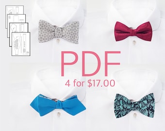 Diy bow tie patterns Bow tie tutorial how to Classic/Tuxedo bowties pdf pattern Big/Diamond point/Freestyle Men's Self tie bow tie pattern