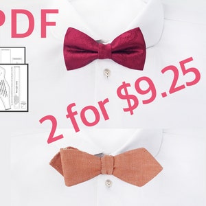 Bow tie pattern PDF Pre tied bow tie, Diamond bow tie Bow tie sewing pattern image 1