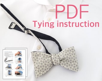 How to tie bow tie, Pdf tying instruction with color photos, Step by step tying bow tie