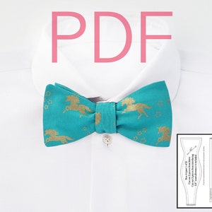 Bow tie Pdf sewing patterns Bowtie patterns with tutorial for freestyle adjustable self tie bow ties pdf Bowtie printable patterns for men image 1