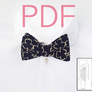 Bow tie patterns, Digital download, PDF Bowtie Sewing Patterns, How to sew a freestyle adjustable self tie bow tie image 1