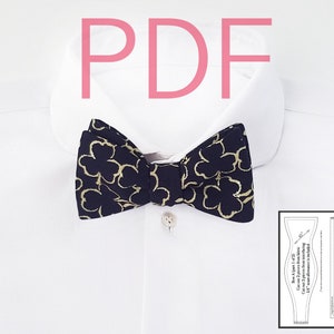 Bow tie patterns, Digital download, PDF Bowtie Sewing Patterns, How to sew a freestyle adjustable self tie bow tie image 1