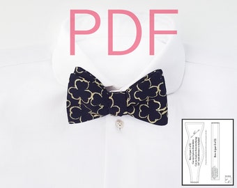 Bow tie patterns, Digital download, PDF Bowtie Sewing Patterns, How to sew a freestyle adjustable self tie bow tie