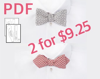 Self tie bow tie pattern PDF Mens bow tie sewing pattern Freestyle bow tie Diamond bow tie