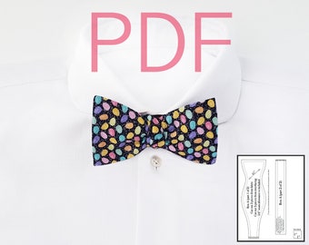Bow tie sewing pattern, Mens bow tie pattern, Self tie bow tie, Adult bow tie