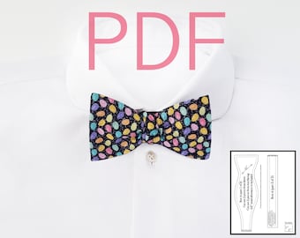 Bow tie sewing pattern, Mens bow tie pattern, Self tie bow tie, Adult bow tie