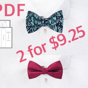 Bowtie pattern Mens self tie bow tie pattern Tuxedo bow tie tutorial How to make adjustable bow ties pdf sewing pattern Diy gifts for mom
