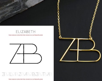 Name Necklace Personalized - Elizabeth Name Necklace - Name Logo Necklace