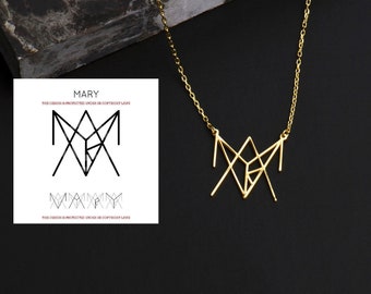 14k Gold Name Necklace Logo Nameplate Necklace, Mary Name Necklace - Personalized Name Necklace, Gift for Her