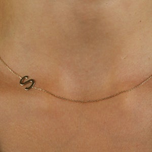 14K Solid Gold Initial Necklace image 3