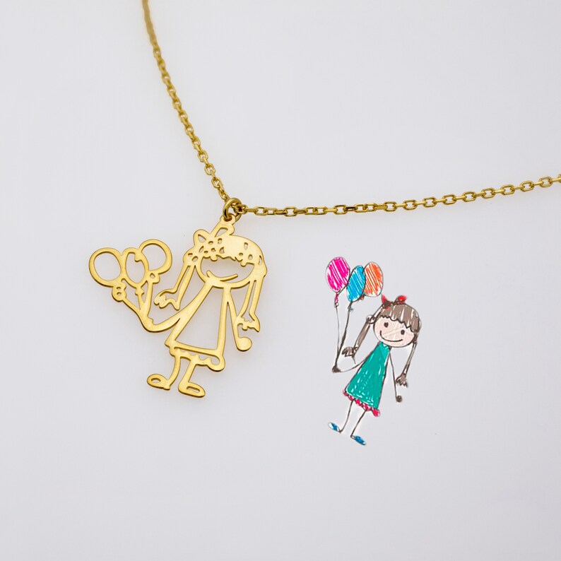 Actual Kid's Drawing Necklace Children Artwork Necklaces ...