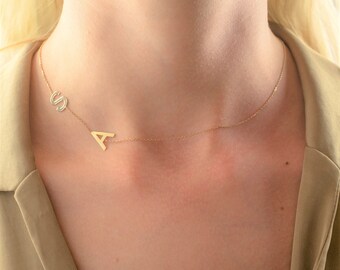 Personalized Necklace , Personalized jewelry , Sideways initial necklace , Personalize Gifts
