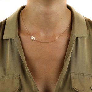 14K Solid Gold Initial Necklace image 9