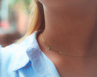 Sideways initial necklace , Gold Initial Necklace , initial Necklace , Personalized Necklace , Personalized jewelry, Personalize Gifts