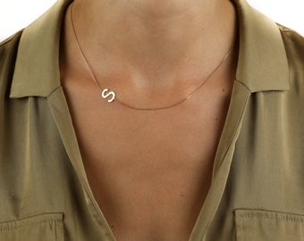 Handmade Jewelry, Initial Necklace in 14K Solid Gold